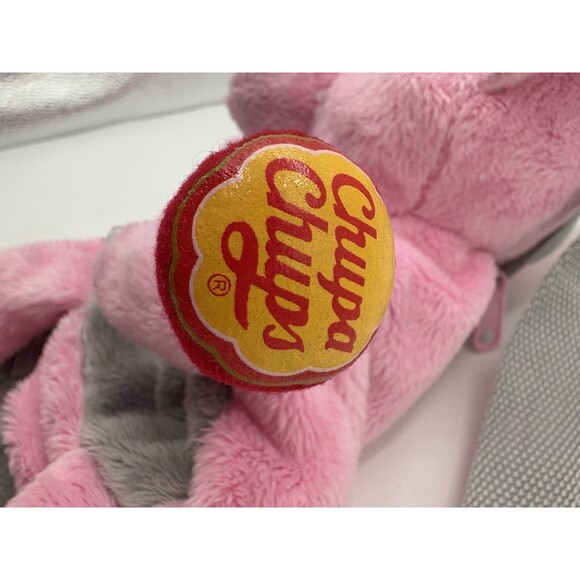 Chupa Chups Pink Triceratops Dinosaur Backpack Carry Bag Plush Purse 13" - Picture 8 of 8